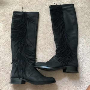 Sam Edelman Josephine Tall Fringe Boots Black
